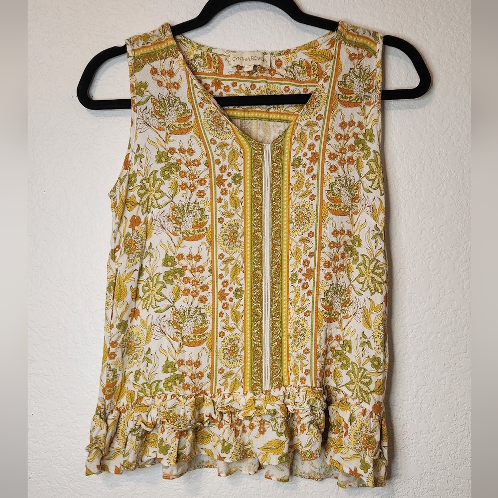 Cynthia Rowley Floral Sleeveless Blouse, Size XS‎